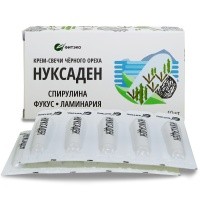 Нуксаден Спирулина, фукус, ламинария, свечи черного ореха, Фитэко, 10 шт Нуксаден Спирулина, фукус, ламинария, свечи черного ореха, Фитэко, 10 шт