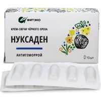 Нуксаден Антигеморрой, свечи черного ореха и травы, Фитэко, 10 шт Нуксаден Антигеморрой, свечи черного ореха и травы, Фитэко, 10 шт